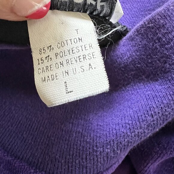 Vtg Velour Leisure Blouse Top Track Suit Colorblock Lg Black Purple Green USA - Picture 4 of 7